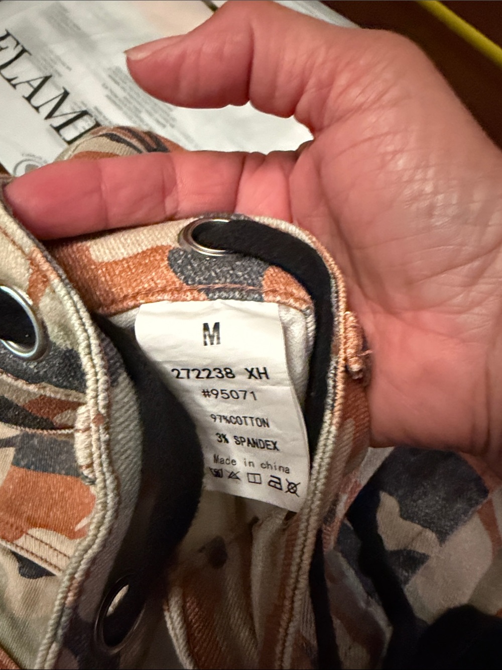 Women's Camouflage Drawstring Bermuda Shorts - Orange/Gray - Picture 9 of 9